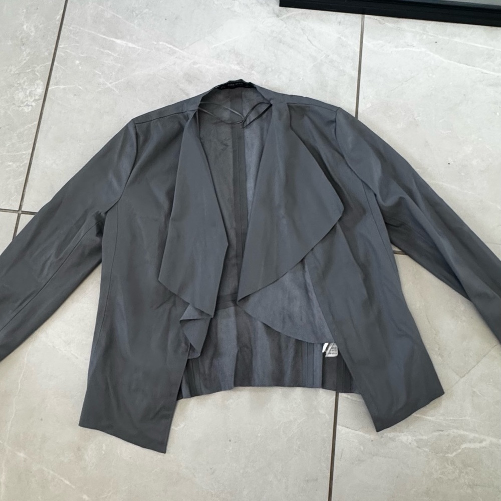 Zara Gray Blazer Modern Waterfall Style